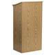 Oak |#| Stand-Up Wood Lectern in Oak with Adjustable Shelving and Slanted Top