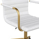 White Faux Leather/Polished Brass |#| Faux Leather Swivel Home Office Chair with Integrated Armrests-White/Brass