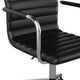 Black Faux Leather/Polished Nickel |#| Faux Leather Swivel Home Office Chair with Integrated Armrests-Black/Nickel
