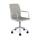 Gray Faux Leather/Polished Nickel Frame |#| Faux Leather Swivel Home Office Chair with Integrated Armrests-Gr/PolishedNickel