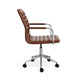 Saddle Brown Faux Leather/Polished Nickel Frame |#| Faux Leather Swivel Home Office Chair with Integrated Armrests-SdlBrn/PolshdNckl
