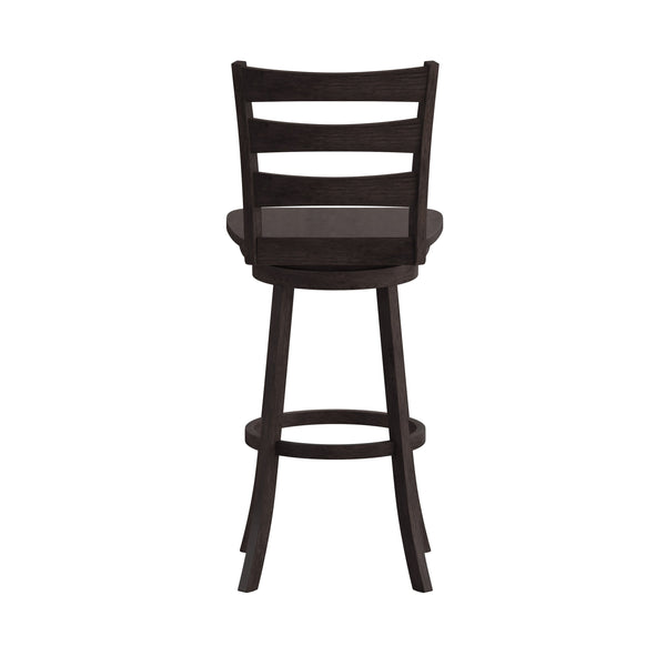 Gray Wash Walnut |#| Commercial Gray Wash Walnut Wood Ladderback Swivel Bar Stool with Footrest