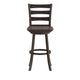 Gray Wash Walnut |#| Commercial Gray Wash Walnut Wood Ladderback Swivel Bar Stool with Footrest