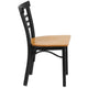 Natural Wood Seat/Black Metal Frame |#| Black Three-Slat Ladder Back Metal Restaurant Chair - Natural Wood Seat