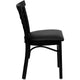 Black Vinyl Seat/Black Metal Frame |#| Black Three-Slat Ladder Back Metal Restaurant Chair - Black Vinyl Seat