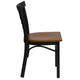 Cherry Wood Seat/Black Metal Frame |#| Black Three-Slat Ladder Back Metal Restaurant Chair - Cherry Wood Seat