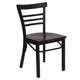 Mahogany Wood Seat/Black Metal Frame |#| Black Three-Slat Ladder Back Metal Restaurant Chair - Mahogany Wood Seat