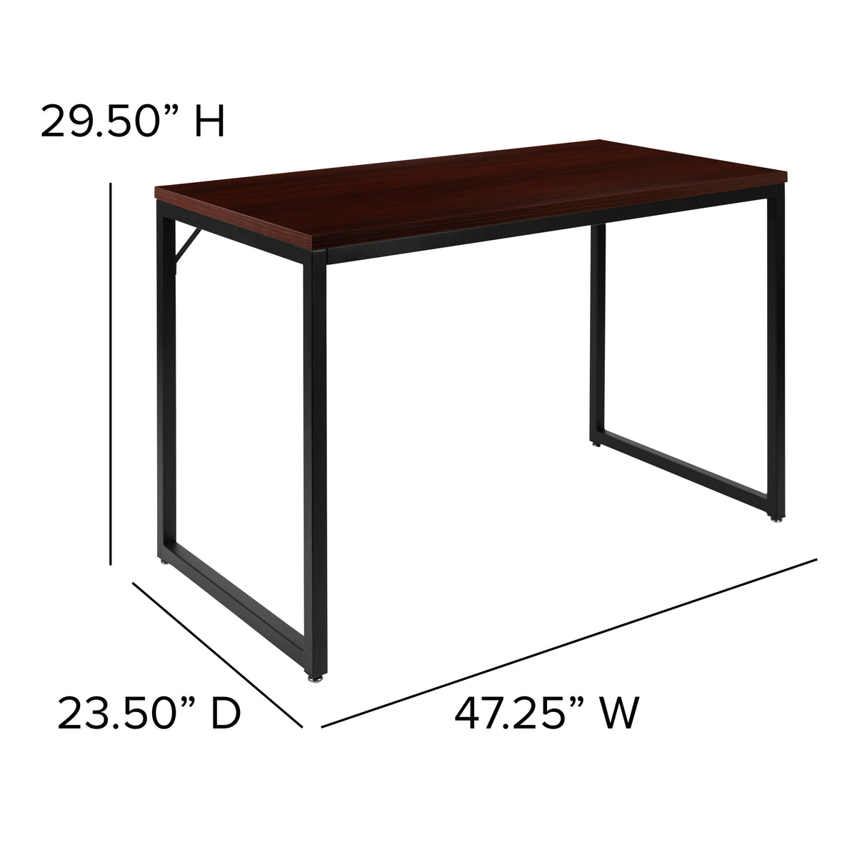 Mahogany Top/Black Frame |#| Industrial Modern Desk-47inchL Commercial Grade Home Office Desk-Mahogany/Black