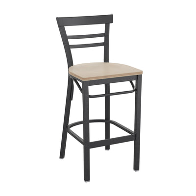 Two-Slat Ladder Back Metal Restaurant Barstool - View 1