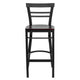 Mahogany Wood Seat/Black Metal Frame |#| Black Two-Slat Ladder Back Metal Restaurant Barstool - Mahogany Wood Seat