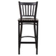 Walnut Wood Seat/Black Metal Frame |#| Black Vertical Back Metal Restaurant Barstool - Walnut Wood Seat