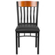 Cherry |#| Vertical Back Black Metal & Cherry Wood Restaurant Chair w/ Black Vinyl Seat