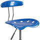 Bright Blue |#| Vibrant Bright Blue and Chrome Drafting Stool with Tractor Seat