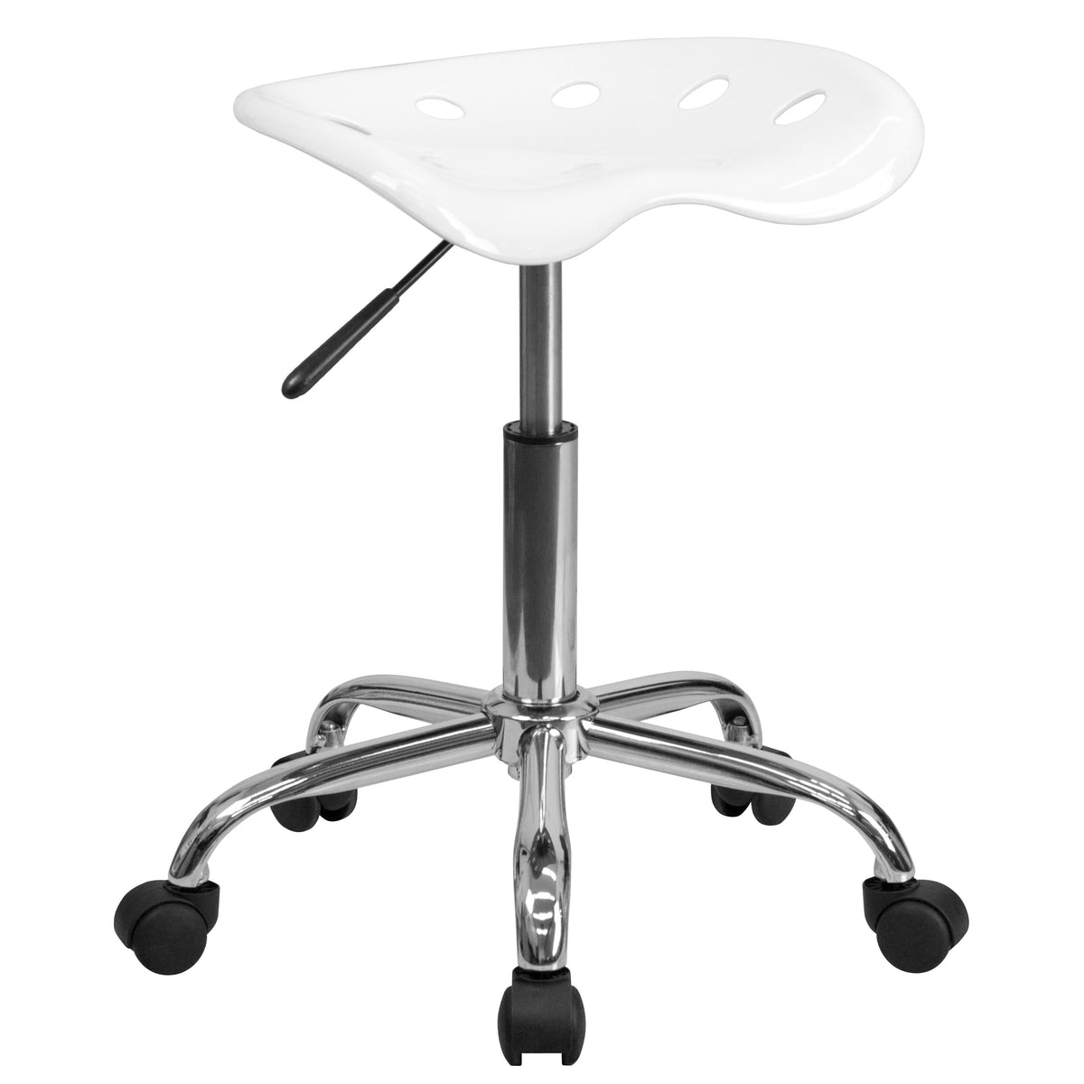 White |#| Vibrant White Tractor Seat and Chrome Stool - Drafting & Office Stools