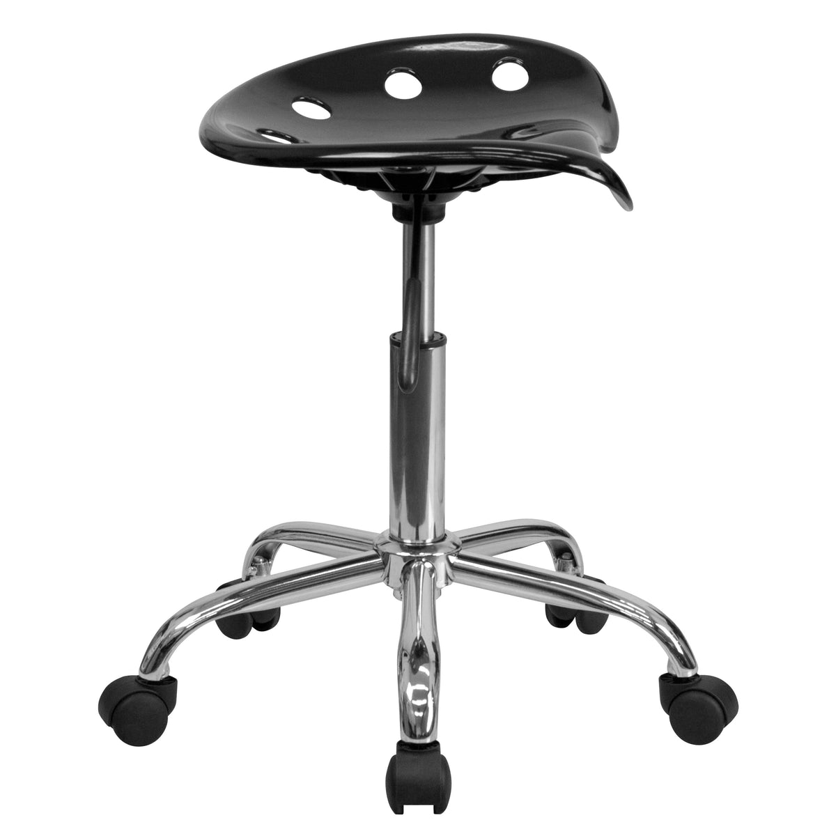 Black |#| Vibrant Black Tractor Seat and Chrome Stool - Drafting & Office Stools