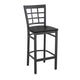 Black Wood Seat/Black Metal Frame |#| Black Window Back Metal Restaurant Barstool - Black Wood Seat