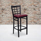 Burgundy Vinyl Seat/Black Metal Frame |#| Black Window Back Metal Restaurant Barstool - Burgundy Vinyl Seat