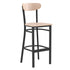 Wright Commercial Grade Barstool with 500 LB. Capacity Steel Frame, Solid Wood Seat, and Boomerang Back