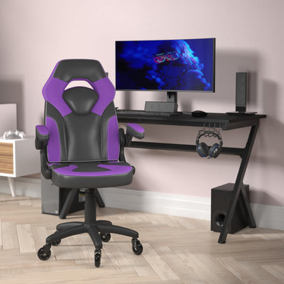 X10 Gaming Chair Racing Office Computer PC Adjustable Chair with Flip-up Arms and Transparent Roller Wheels - View 2