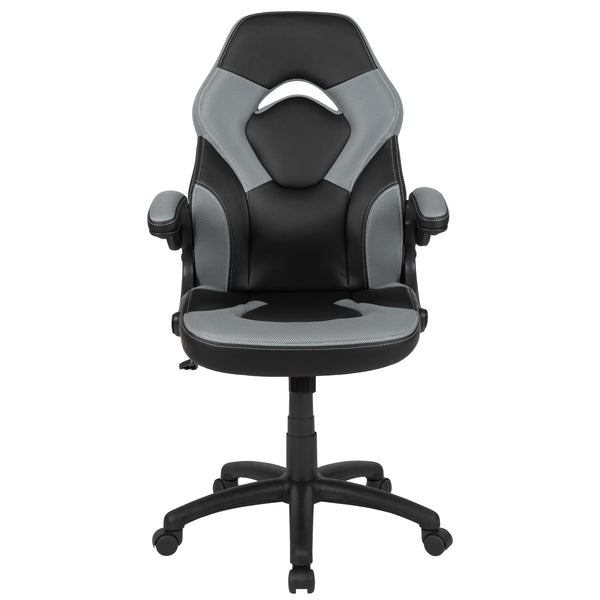Gray |#| High Back Gray/Black Racing Style Ergonomic Gaming Chair with Flip-Up Arms