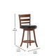 Black Vinyl/Antique Oak Frame |#| Commercial Wooden Swivel Counter Stools - Antique Oak/Black LeatherSoft