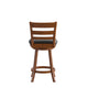 Black Vinyl/Antique Oak Frame |#| Commercial Wooden Swivel Counter Stools - Antique Oak/Black LeatherSoft