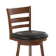 Black Vinyl/Antique Oak Frame |#| Commercial Wooden Swivel Counter Stools - Antique Oak/Black LeatherSoft